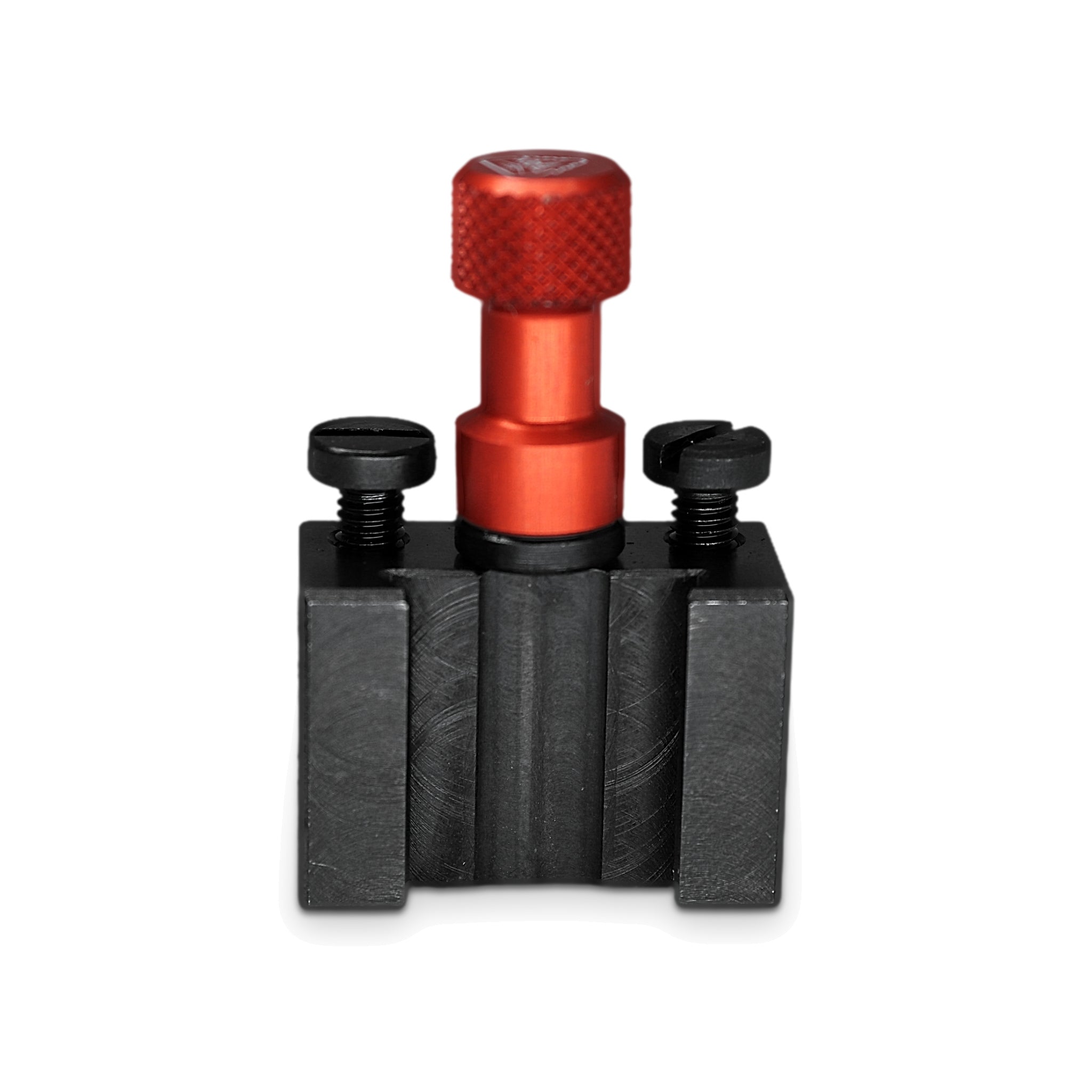 Werkzeughalter Tripan® 031B-40 mit roter Einstellmutter, Frontansicht mit Aufnahmenut