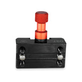 Ensemble porte-outil Tripan® 037 avec écrou de réglage rouge vu de face, côté goupilles de positionnement