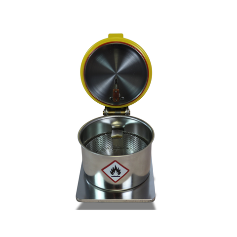 Benzinière ronde en inox avec couvercle de sécurité Geiger