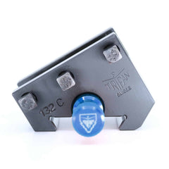 Ensemble porte-outil Tripan® 132C vu de face avec écrou de réglage bleu