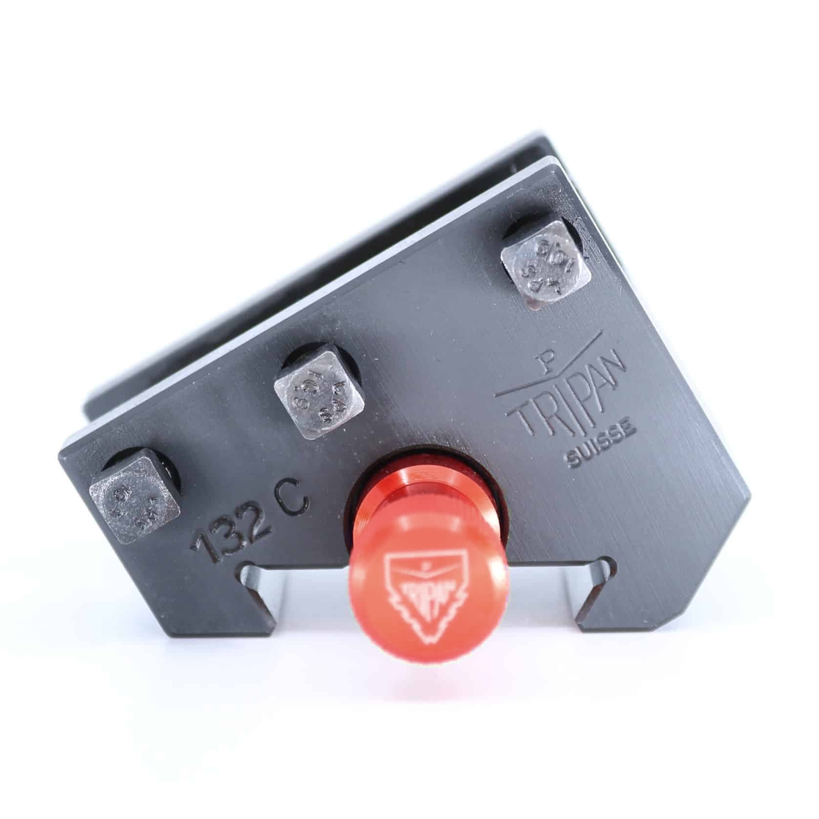 Ensemble porte-outil Tripan® 132C vu de face avec écrou de réglage rouge