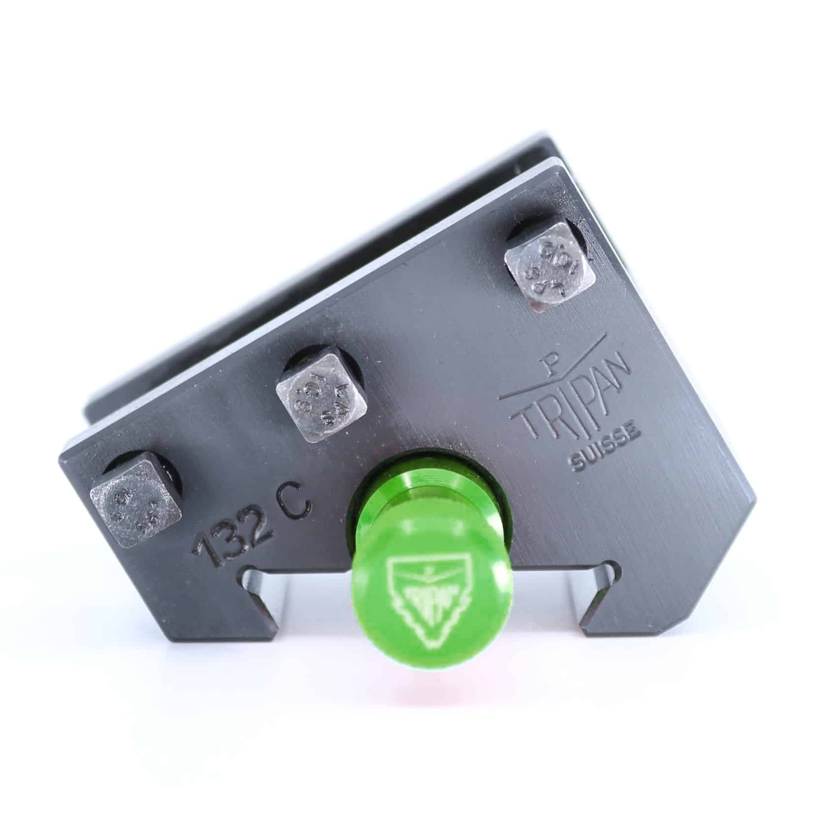 Ensemble porte-outil Tripan® 132C vu de face avec écrou de réglage vert