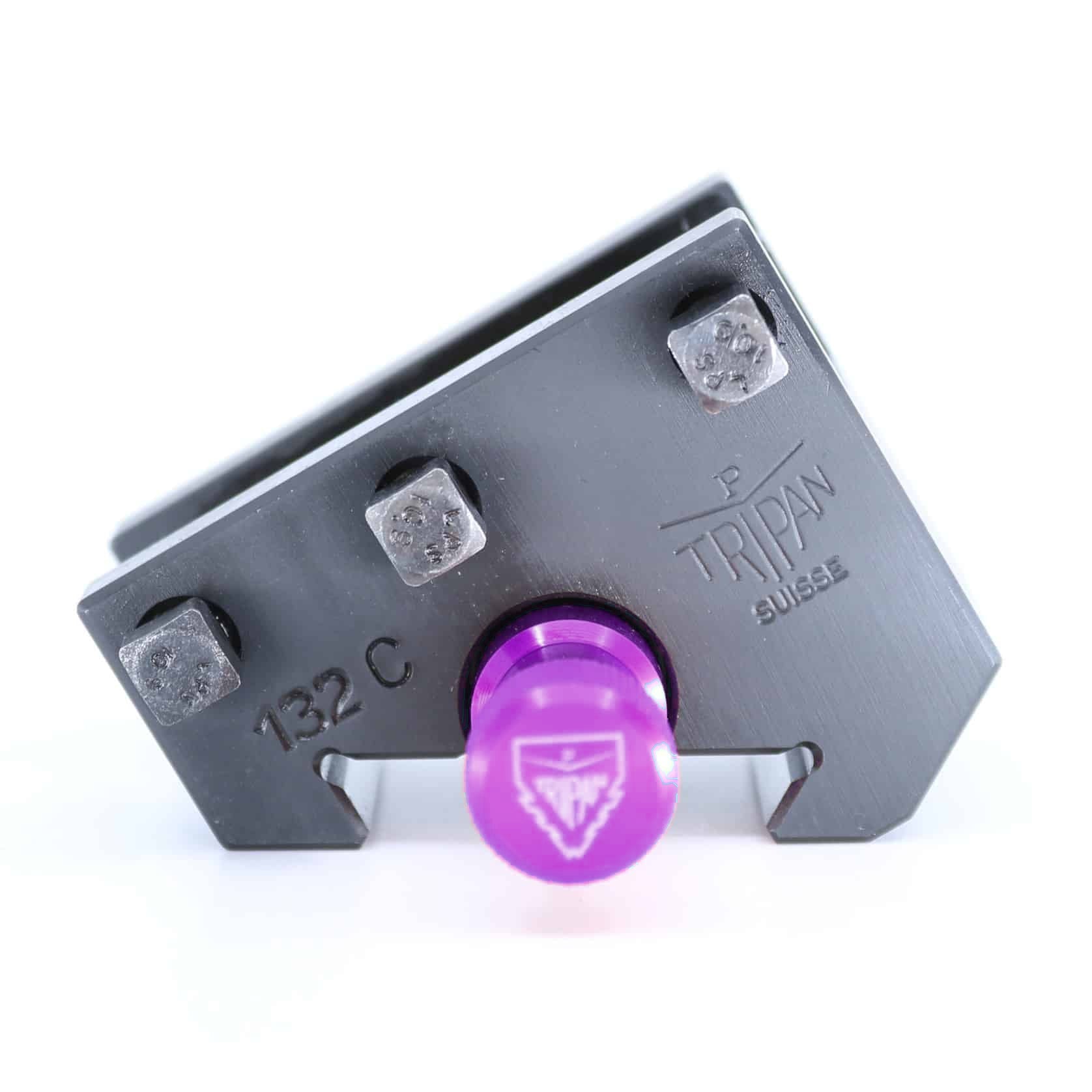 Ensemble porte-outil Tripan® 132C vu de face avec écrou de réglage violet