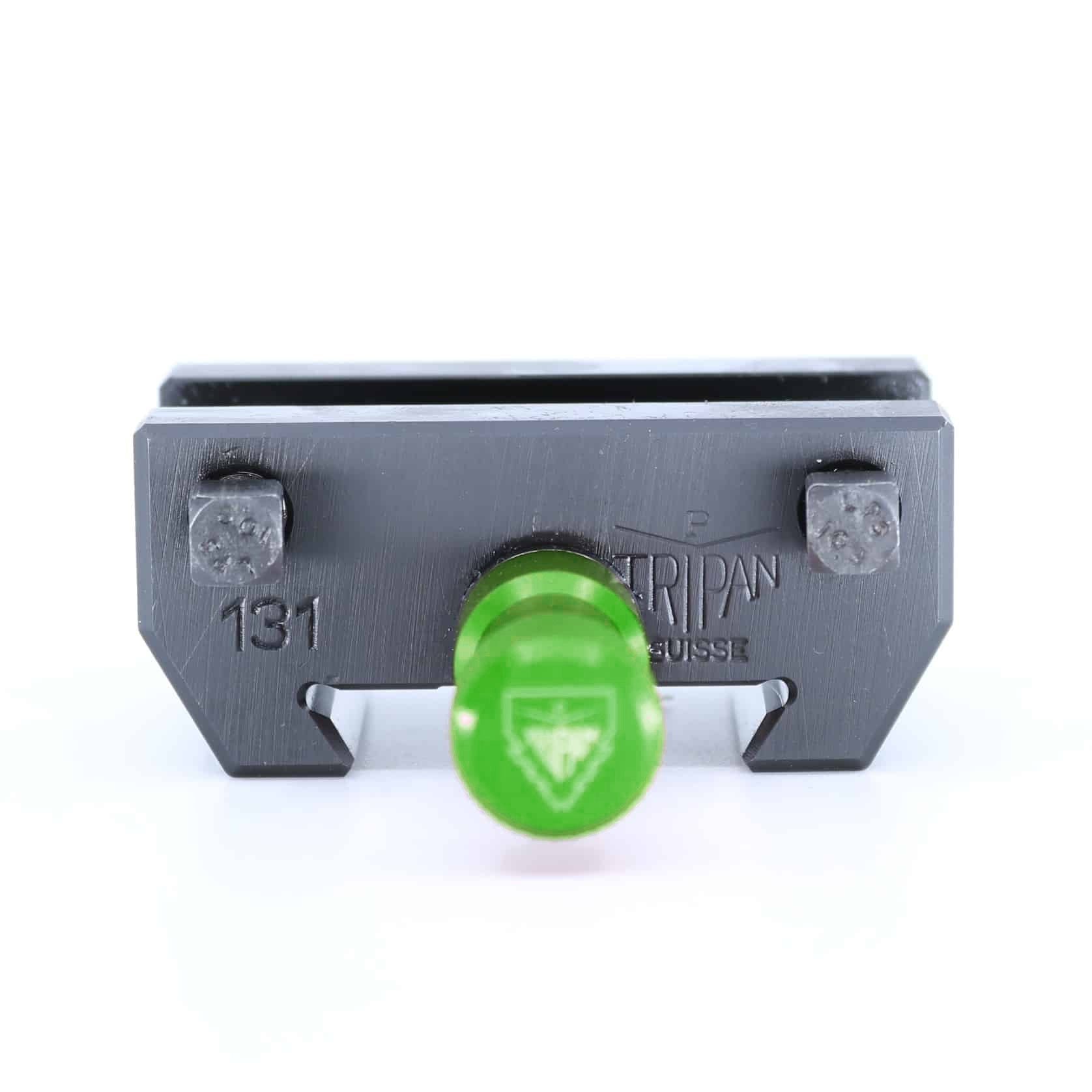 Ensemble porte-outil Tripan® 131 vu de face avec écrou de réglage vert
