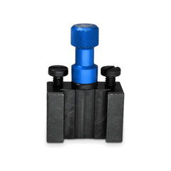 Porte-outil Tripan® 031B-40 avec écrou de réglage bleu vu de face, côté rainure de logement