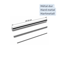 AZUREA hard metal pin gauges without handle L 32 mm progression 0.01