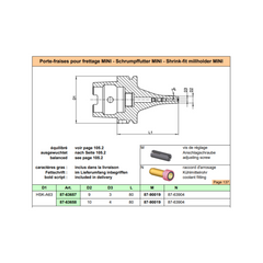 HSK-A63 d3 Shrink-Fit End Mill Holder MINI "SCHAUBLIN"