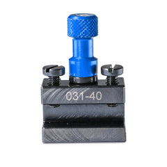 Porte-outil Tripan® 031-40 avec écrou de réglage bleu vu de face