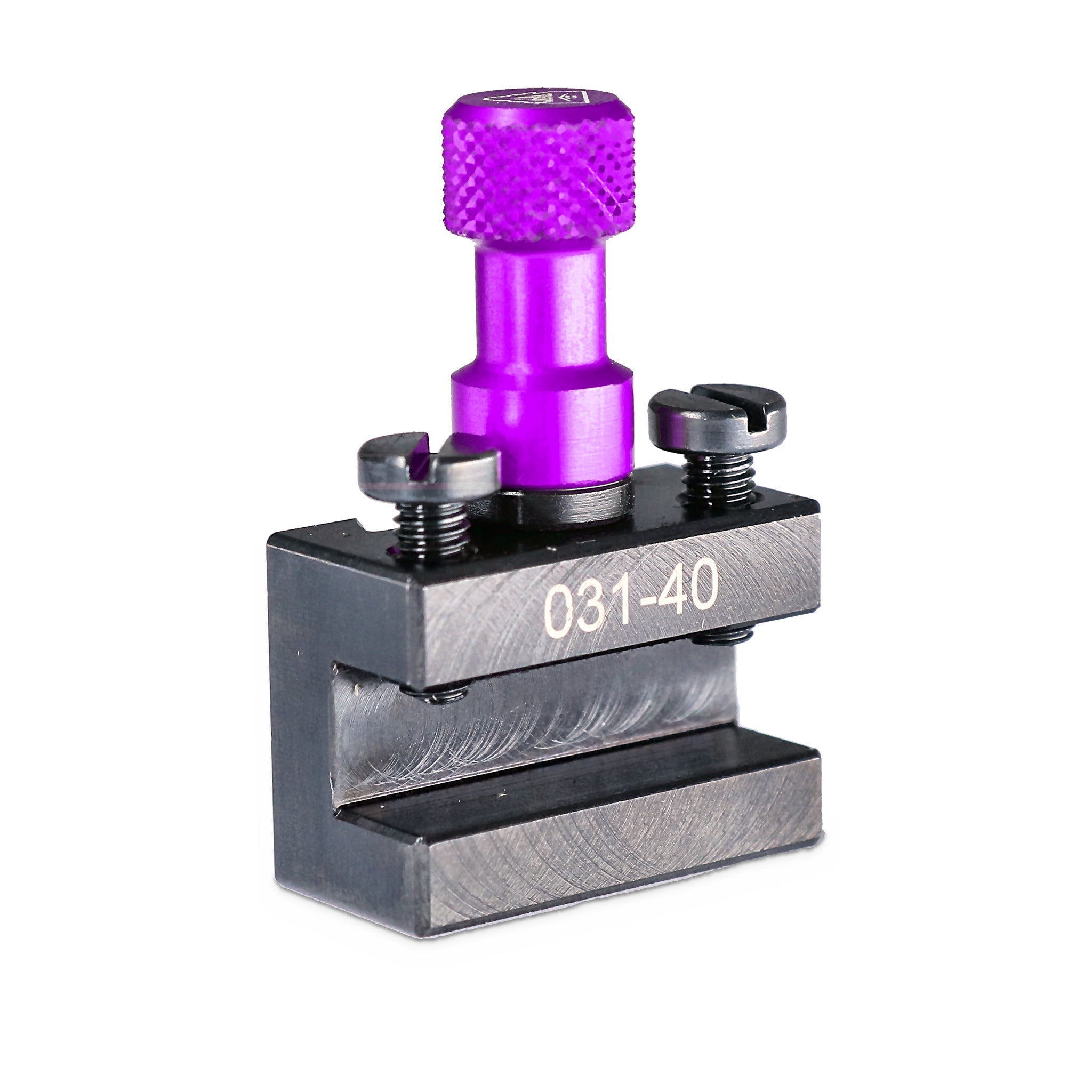 Porte-outil Tripan® 031-40 avec écrou de réglage violet vu de trois quarts