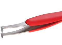 Detail of the red ergonomic ESD grip sleeve, Dumont