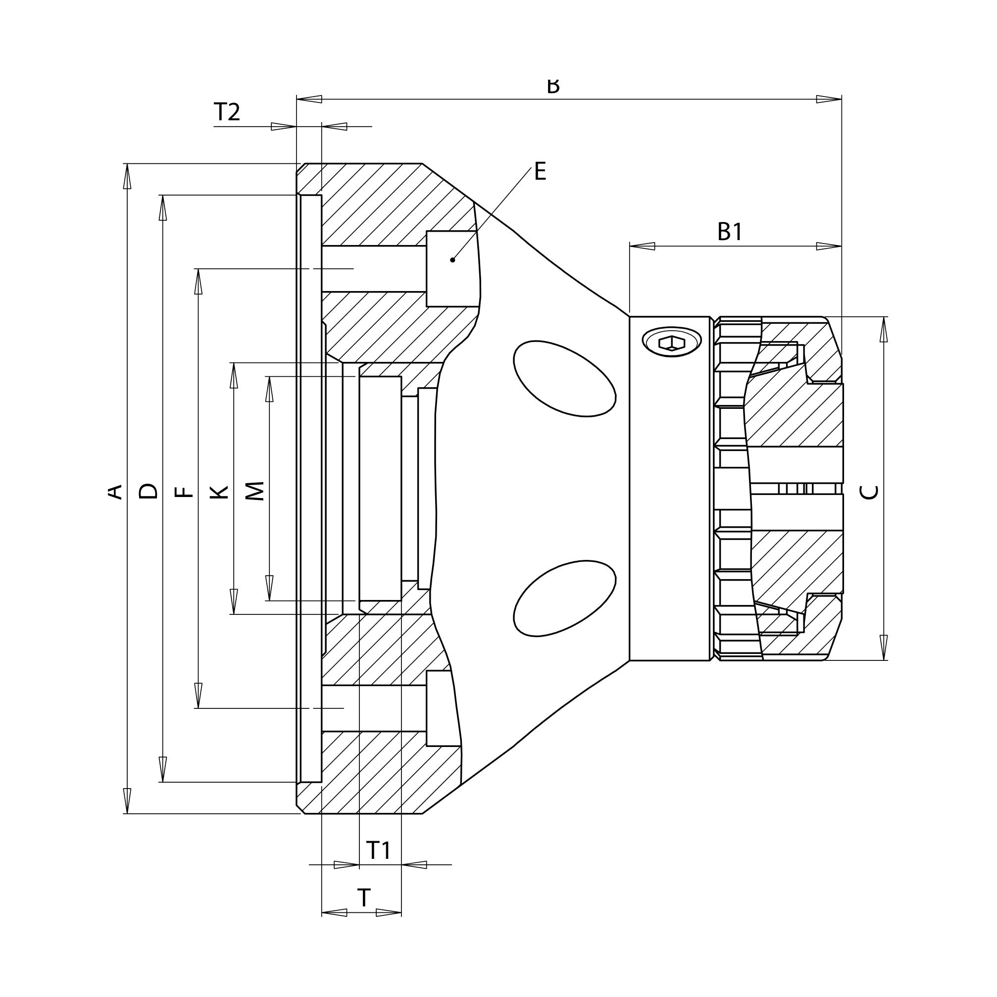 Mandrin porte-pinces FNF-K – fixation cylindrique – Niederhauser – schéma coté
