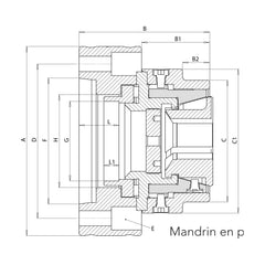 Mandrin porte-pinces FNH-KAS – ASA A2 – Niederhauser – schéma coté