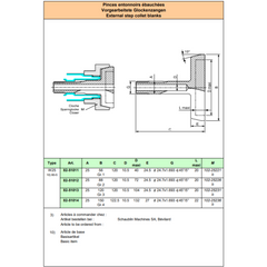 External Step Collet Blanks SCHAUBLIN – W25 GR4 D150