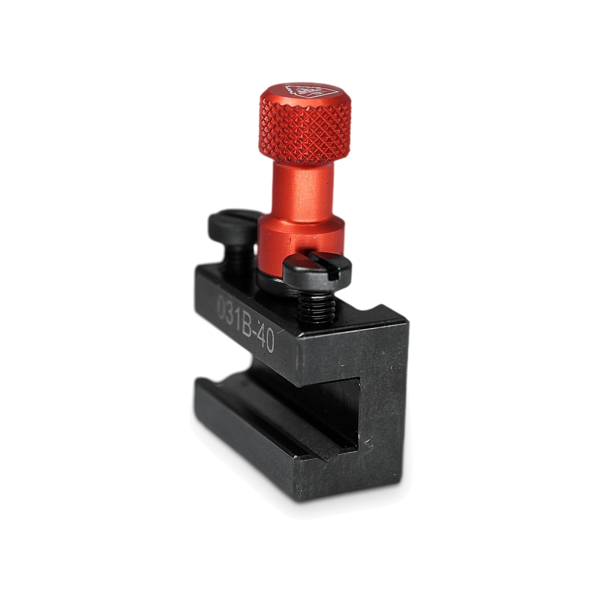 Porte-outil Tripan® 031B-40 avec écrou de réglage rouge vu de trois quarts