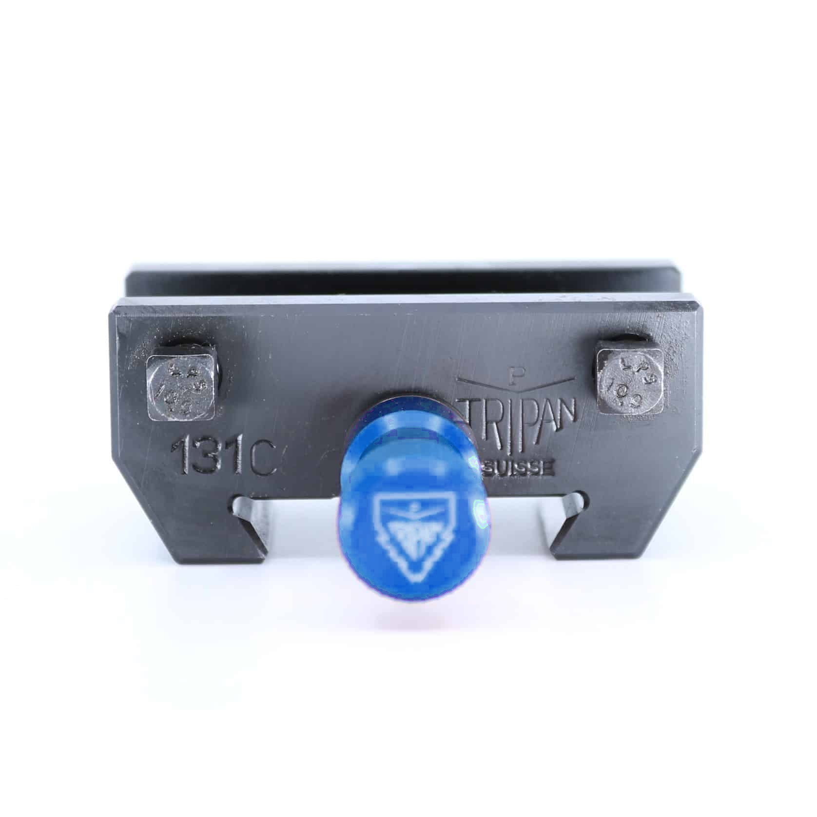 Ensemble porte-outil Tripan® 131C vu de face avec écrou de réglage bleu
