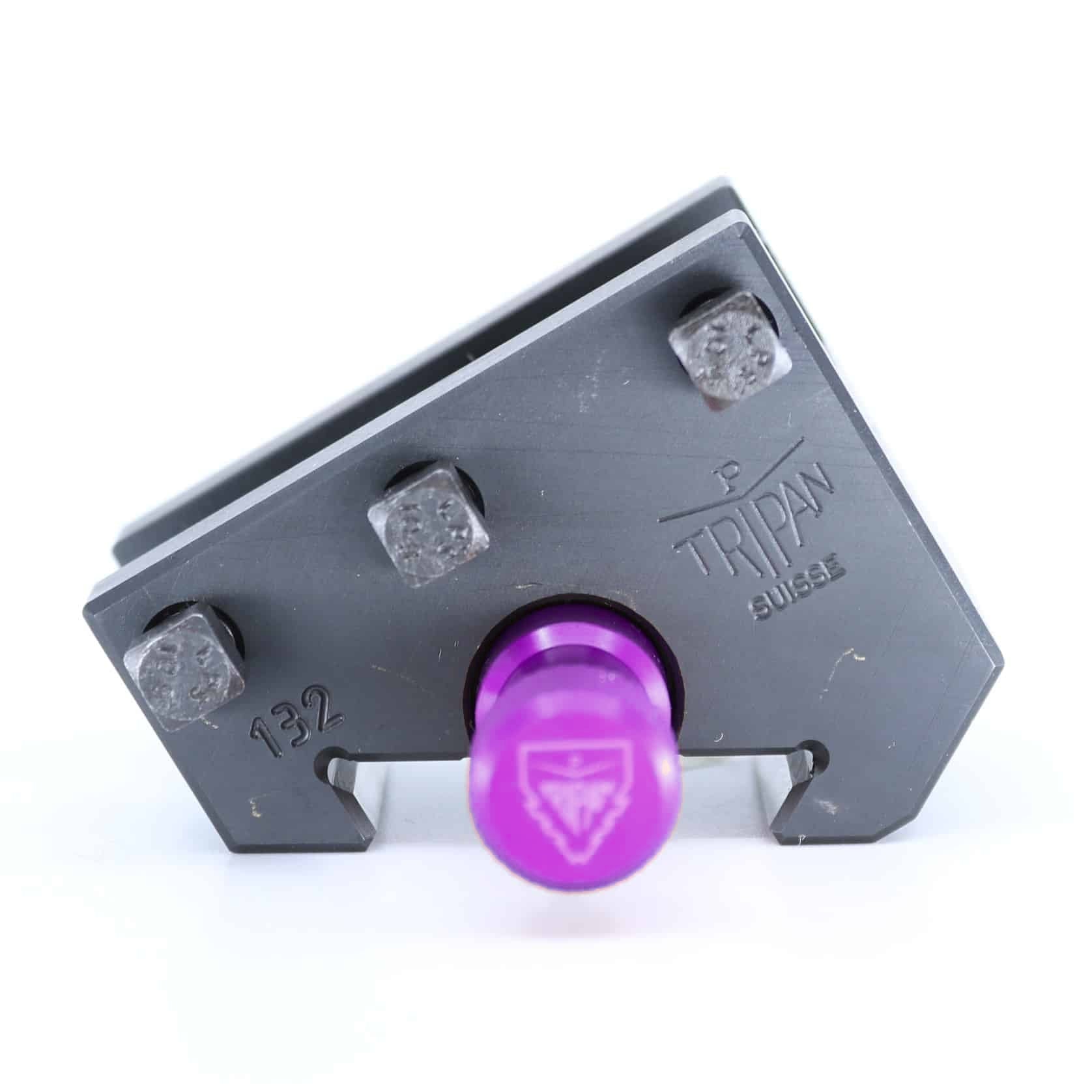 Ensemble porte-outil Tripan® 132 vu de face avec écrou de réglage violet
