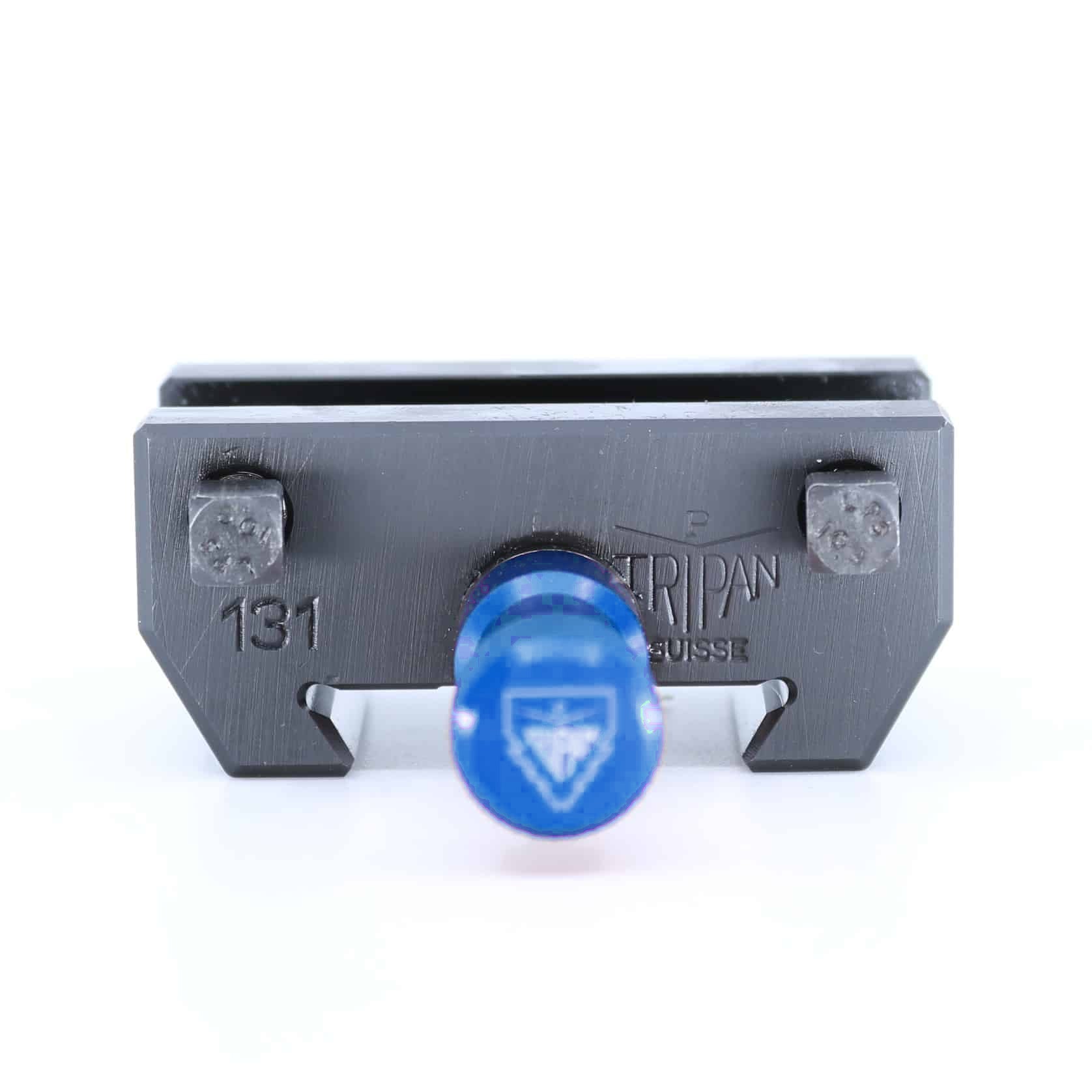 Ensemble porte-outil Tripan® 131 vu de face avec écrou de réglage bleu
