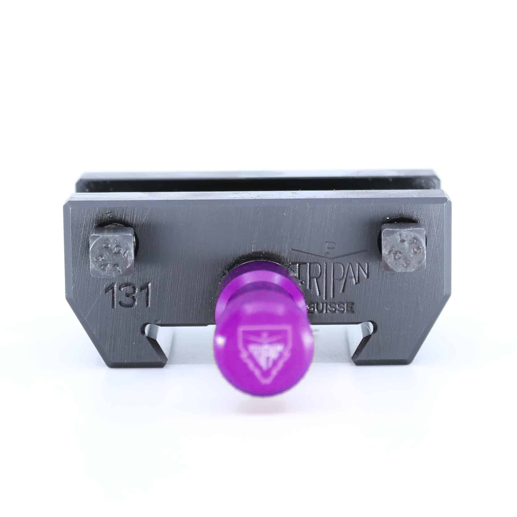 Ensemble porte-outil Tripan® 131 vu de face avec écrou de réglage violet
