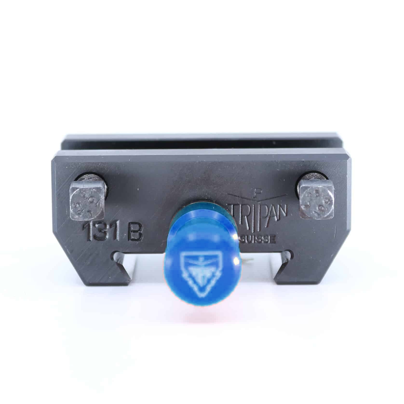 Ensemble porte-outil Tripan® 131 B vu de face avec écrou de réglage bleu