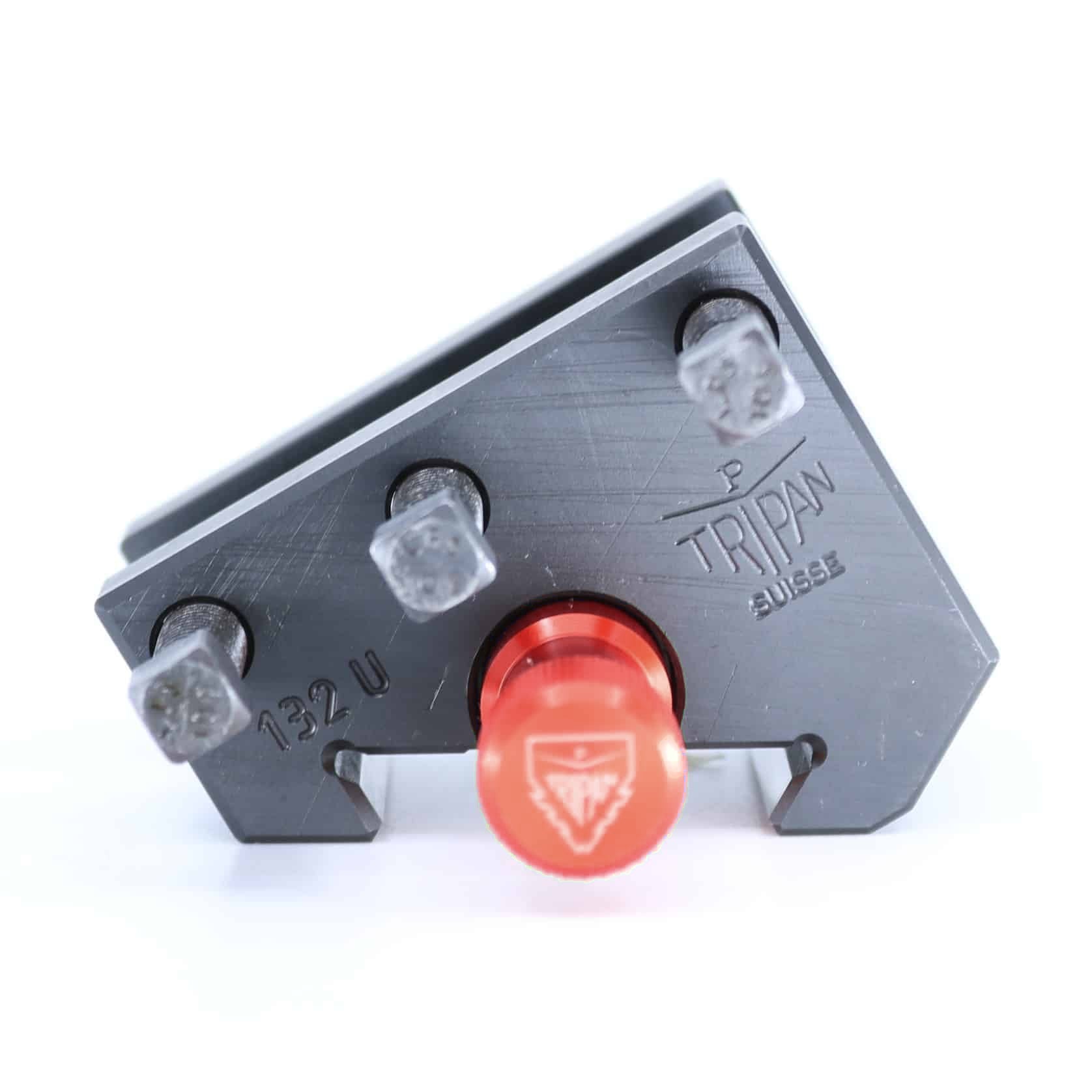 Ensemble porte-outil Tripan® 132U vu de face avec écrou de réglage rouge