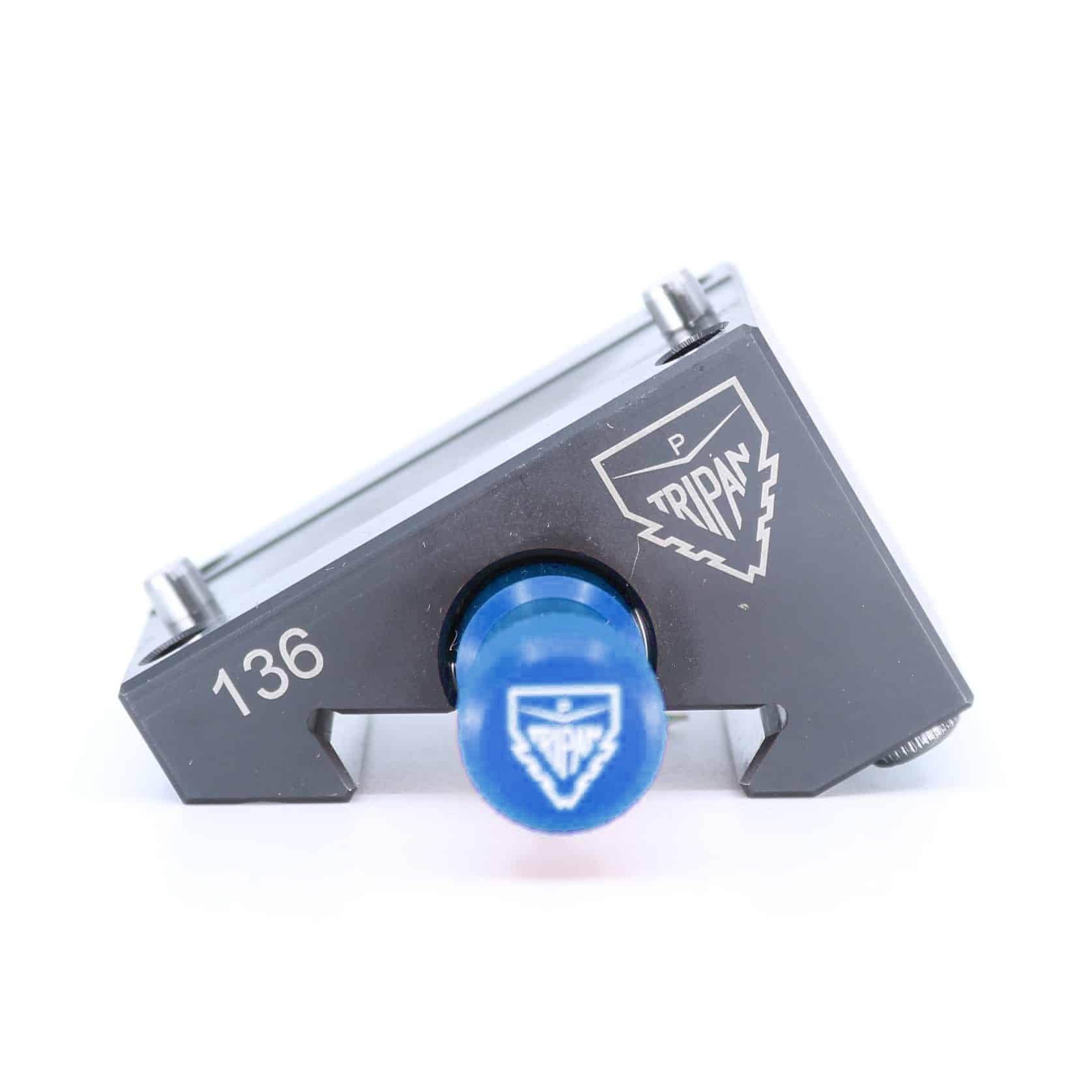 Ensemble porte-outil Tripan® 136 vu de dessous avec écrou de réglage bleu