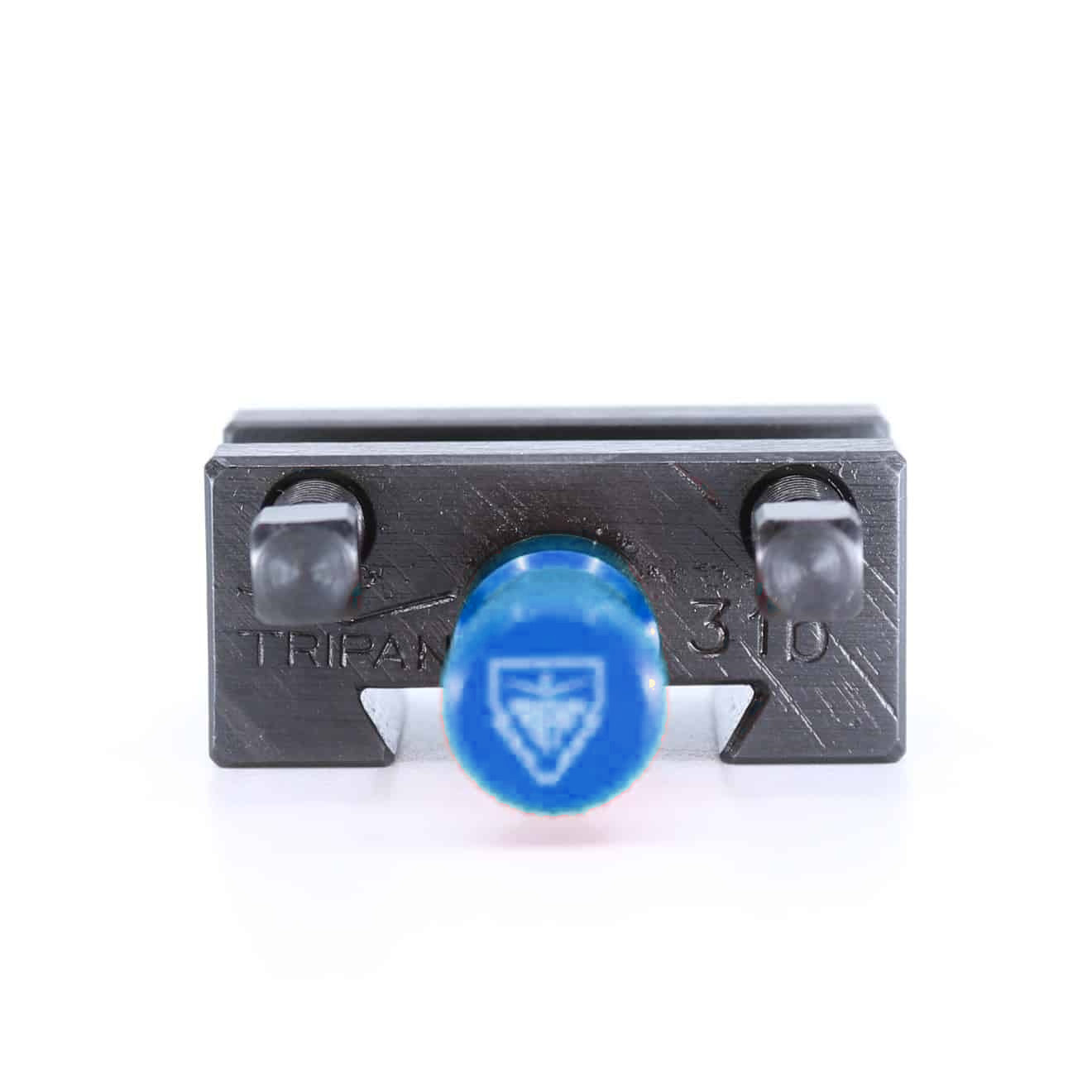Ensemble porte-outil Tripan® 31B vu de face avec écrou de réglage bleu