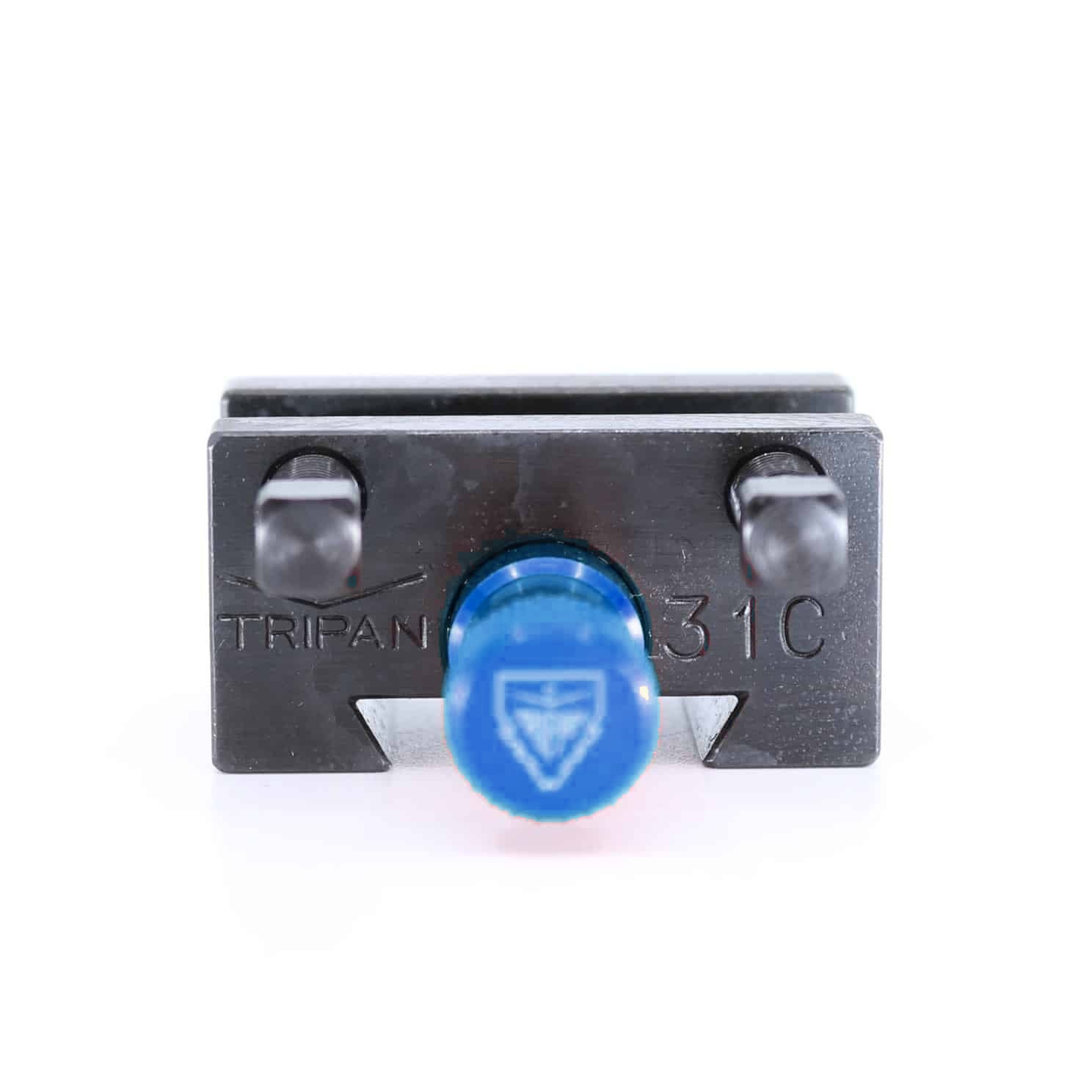 Ensemble porte-outil Tripan® 31C vu de face avec écrou de réglage bleu