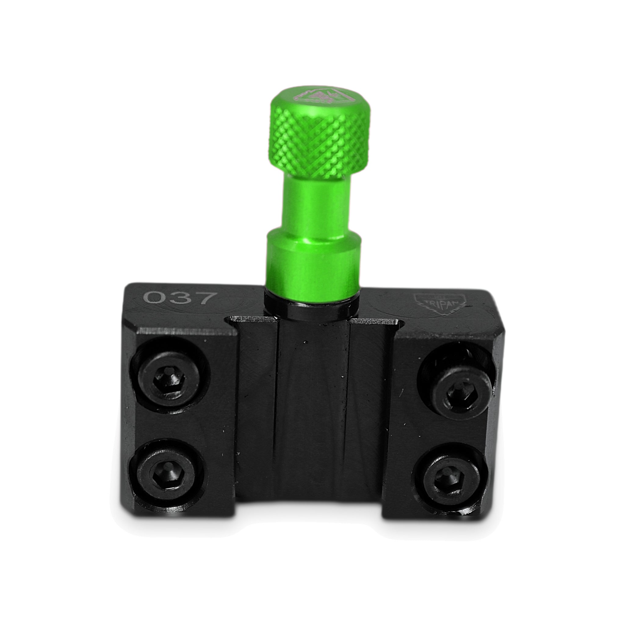 Conjunto portaherramientas Tripan® 037 con tuerca de ajuste verde, visto de frente, lado de los tornillos de apriete