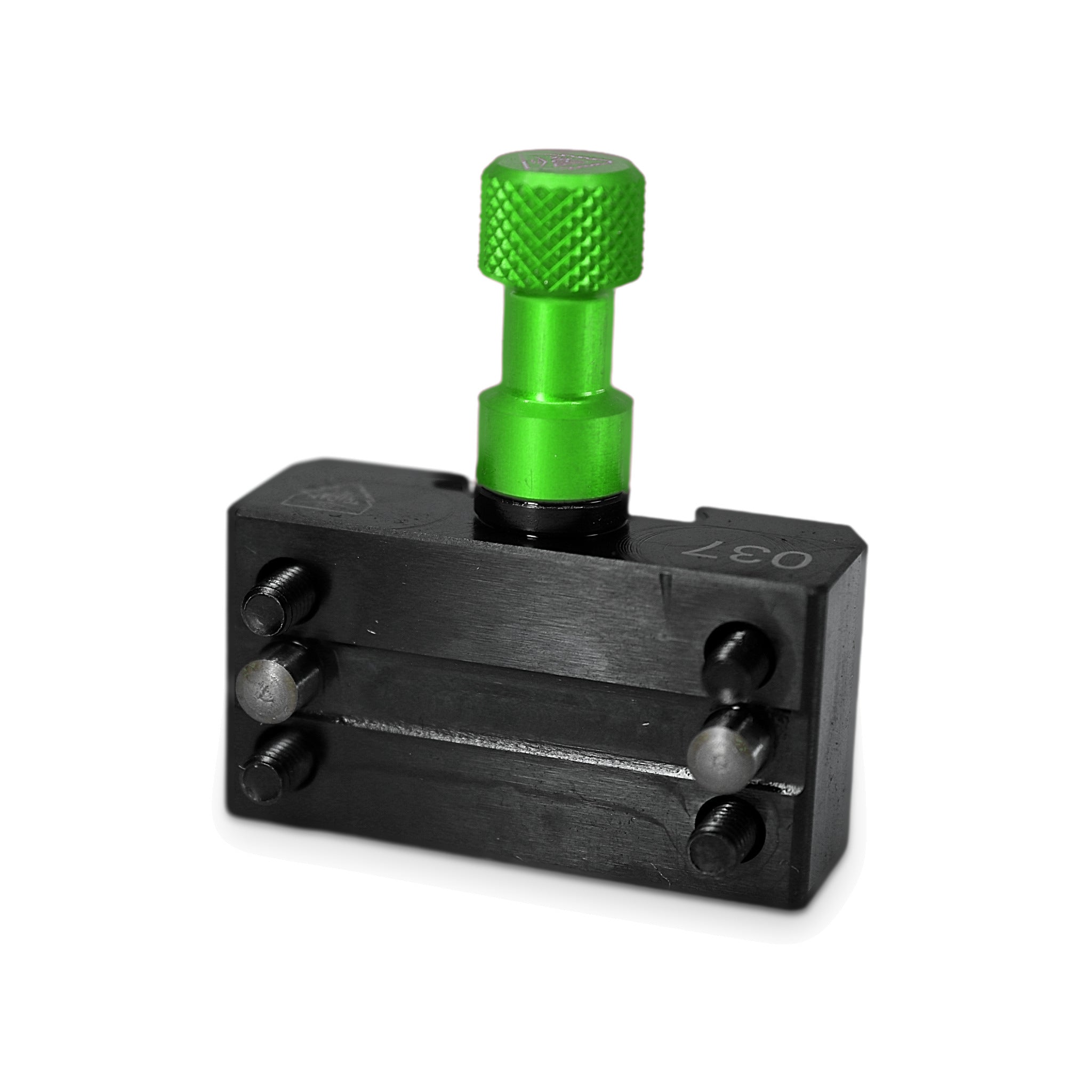 Conjunto portaherramientas Tripan® 037 con tuerca de ajuste verde, visto de tres cuartos