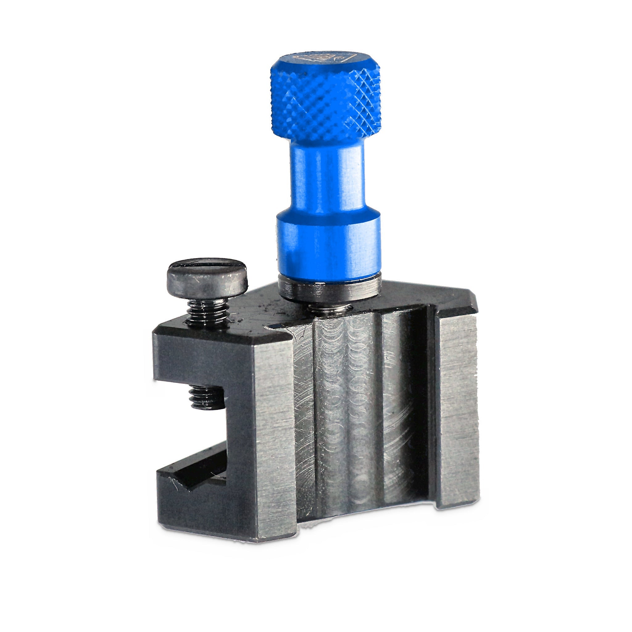 Porte-outil Tripan® 032-40 avec écrou de réglage bleu vu de trois quarts