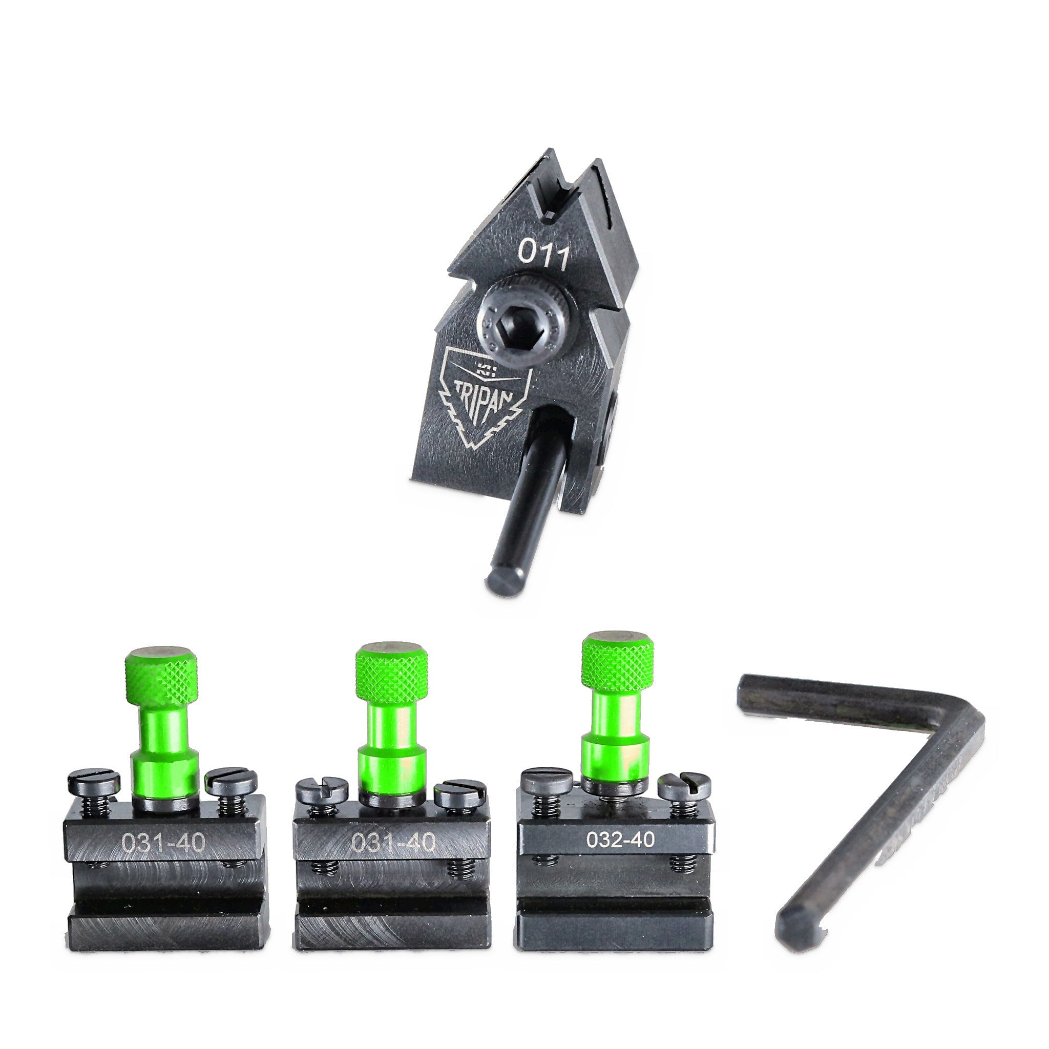 Coffret Watchmaker PRO Tripan® Série 00 avec écrous de réglage verts, vue de face