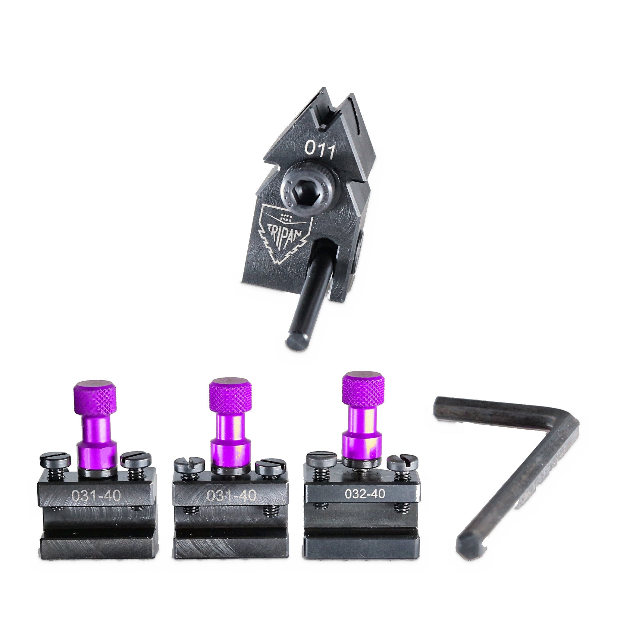 Coffret Watchmaker PRO Tripan® Série 00 avec écrous de réglage violets, vue de face