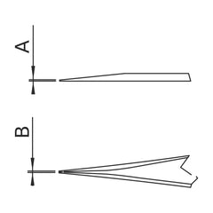 Schéma des pointes – Brucelles pointes fortes type 1 Dumont