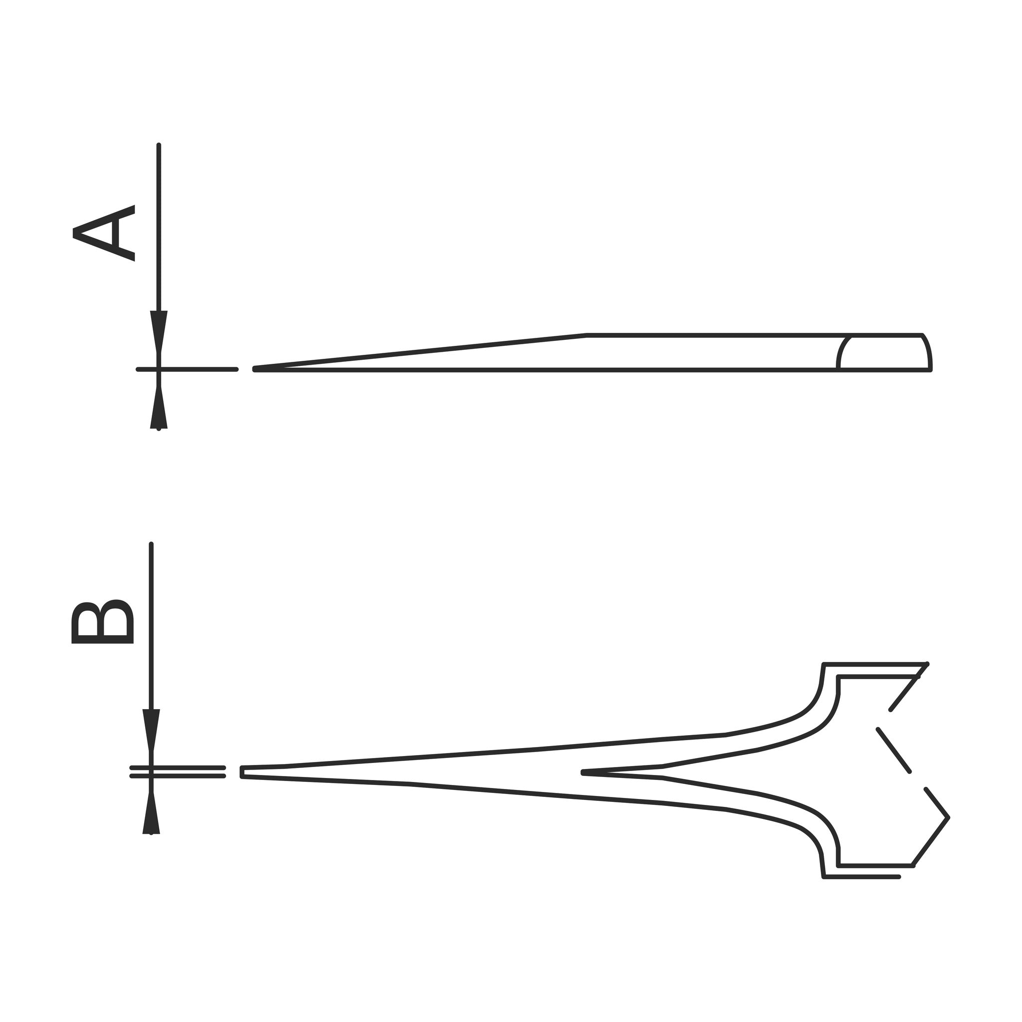 Schéma des pointes – Brucelles pointes super fines type 5 Dumont