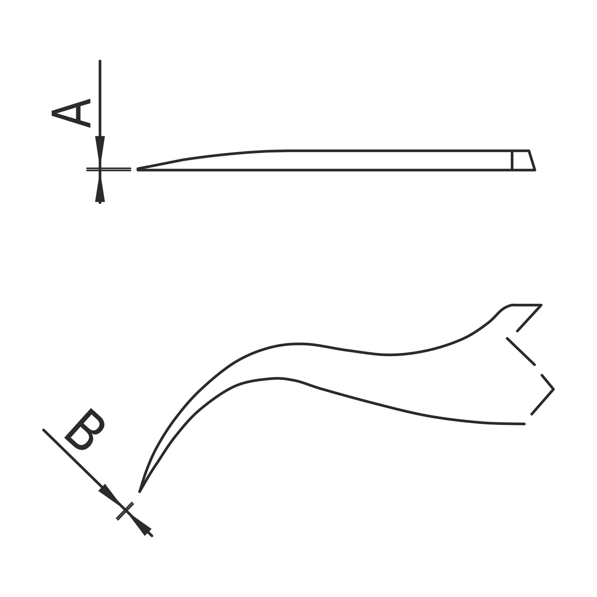 Schéma des pointes – Brucelles ESD pointes faucille type 7 SA Dumont