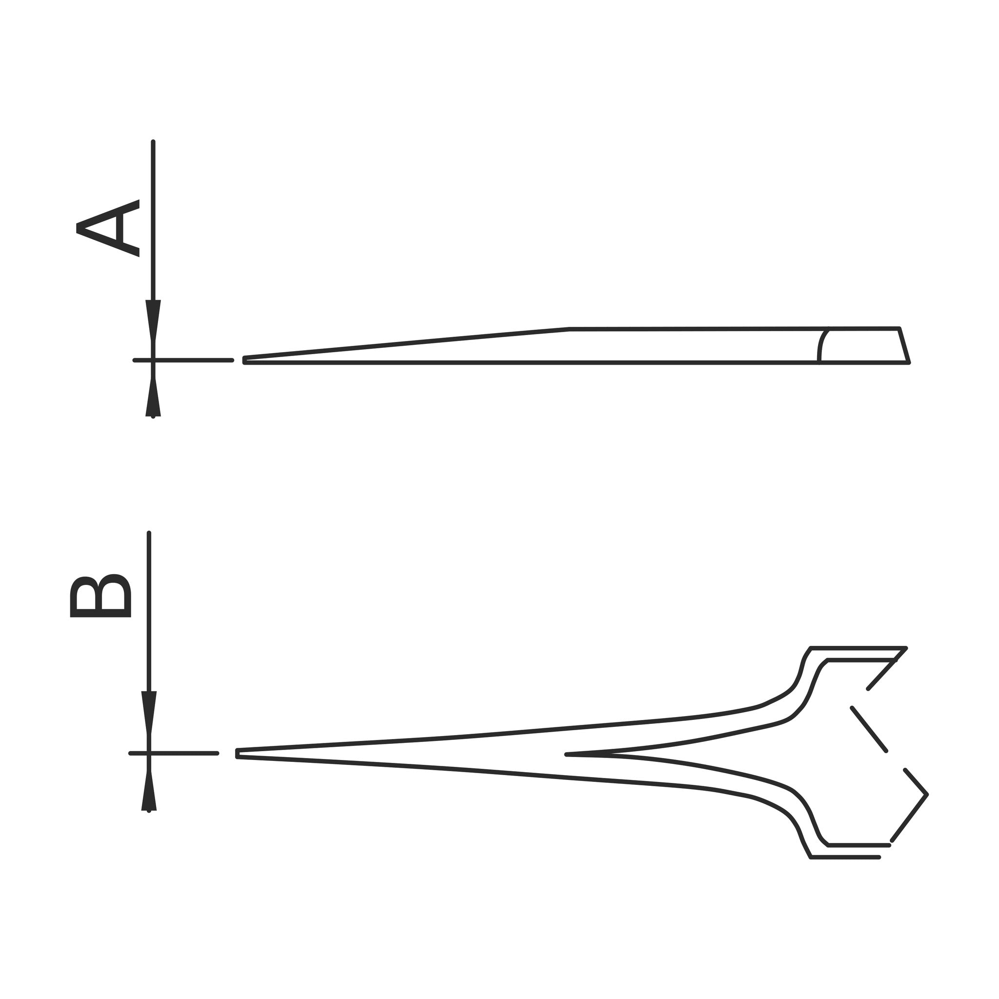 Tip diagram – ESD tweezers with strong tips type AA SA Dumont