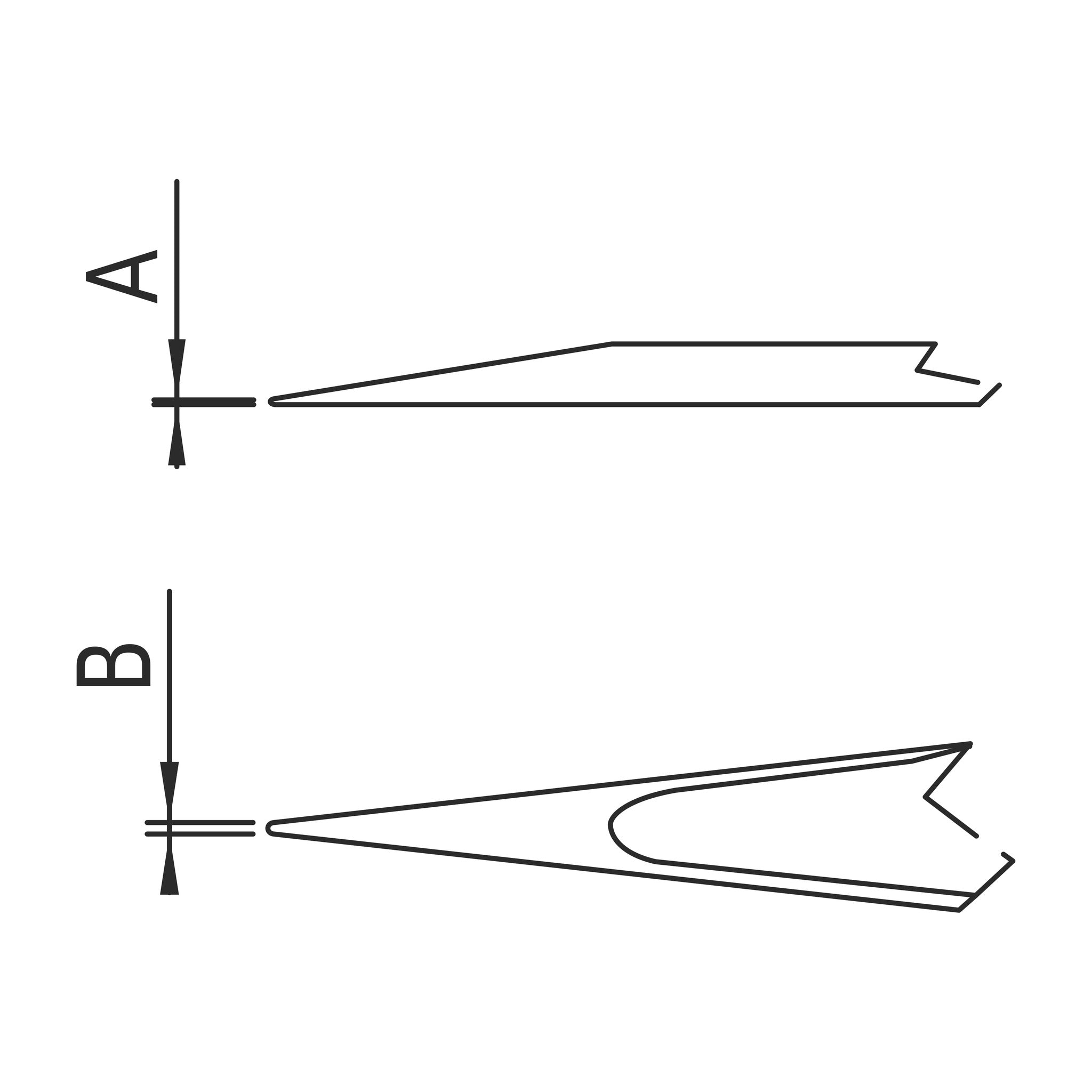 Tip diagram – ESD tweezers with grip sleeve, Geneva pattern with robust tips, type 00 SA Dumont