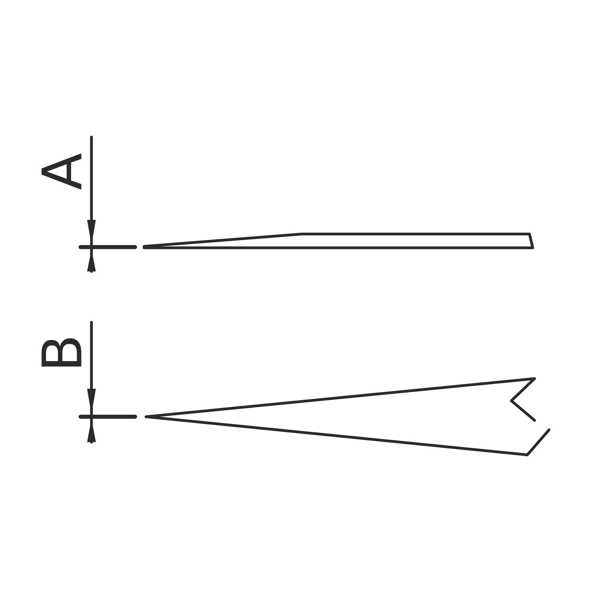 Schéma des pointes – Brucelles pointes fortes type PP Dumont