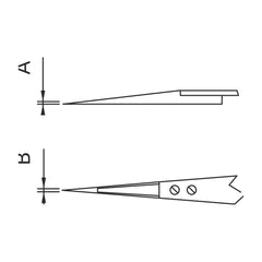 Schéma des pointes – Brucelles WA pointes buis type 159 Dumont