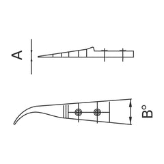 Tip diagram – WA tweezers with boxwood tips type 7 Dumont