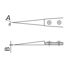 Tip diagram – WA tweezers with standard tips type 15 Dumont