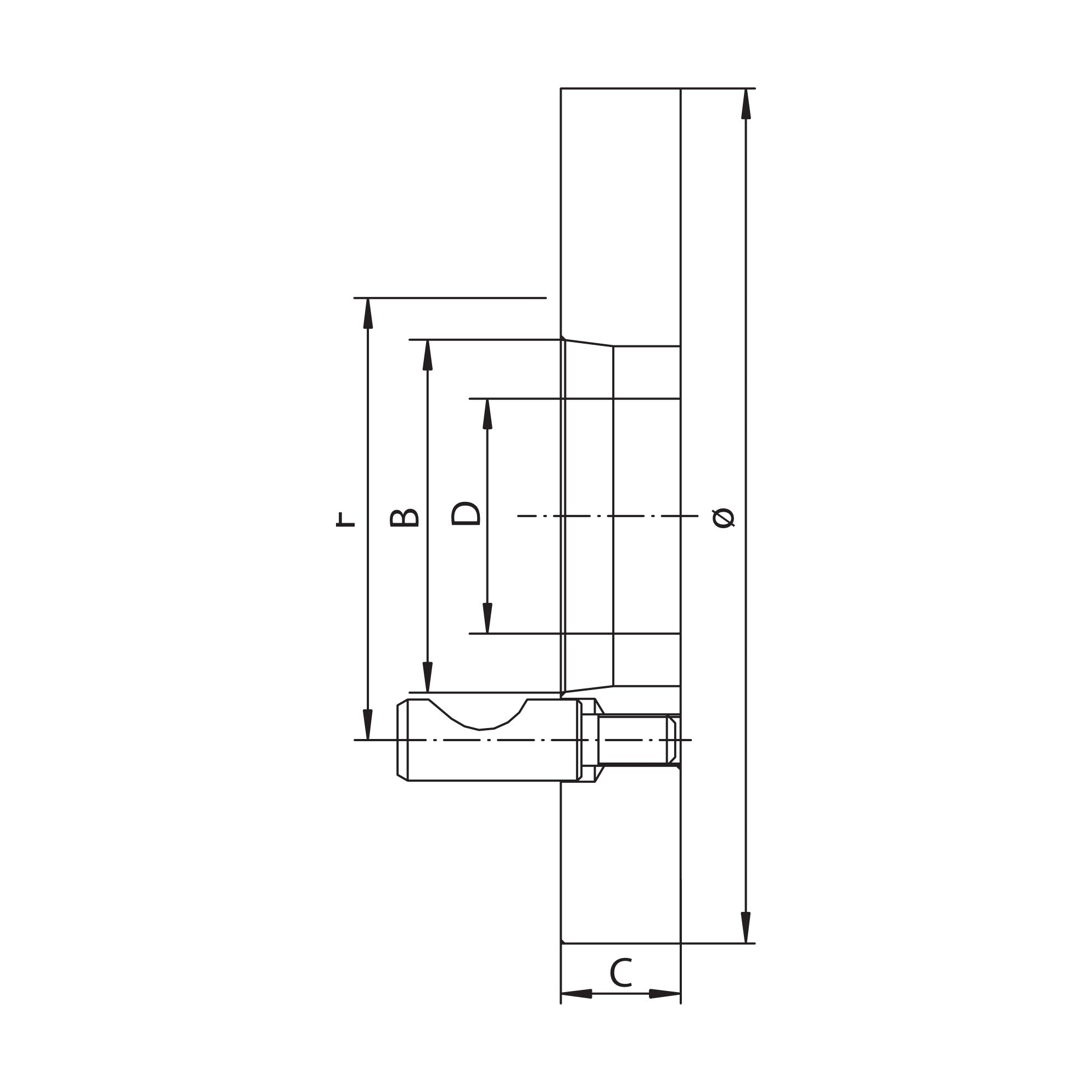 Flasque acier – DIN 55029 Camlock – Niederhauser – schéma coté