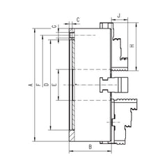 Mandrin 4 mors acier – DIN 55027 – Niederhauser – schéma coté