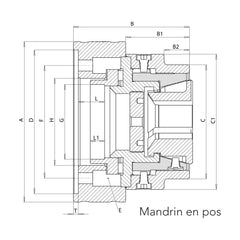 Mandrin porte-pinces FNH-KAS – fixation cylindrique – Niederhauser – schéma coté