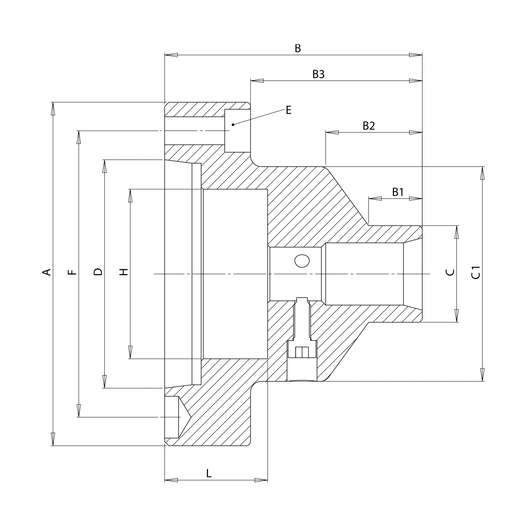 Mandrin porte-pinces FNP-K – ASA A2 – Niederhauser – schéma coté