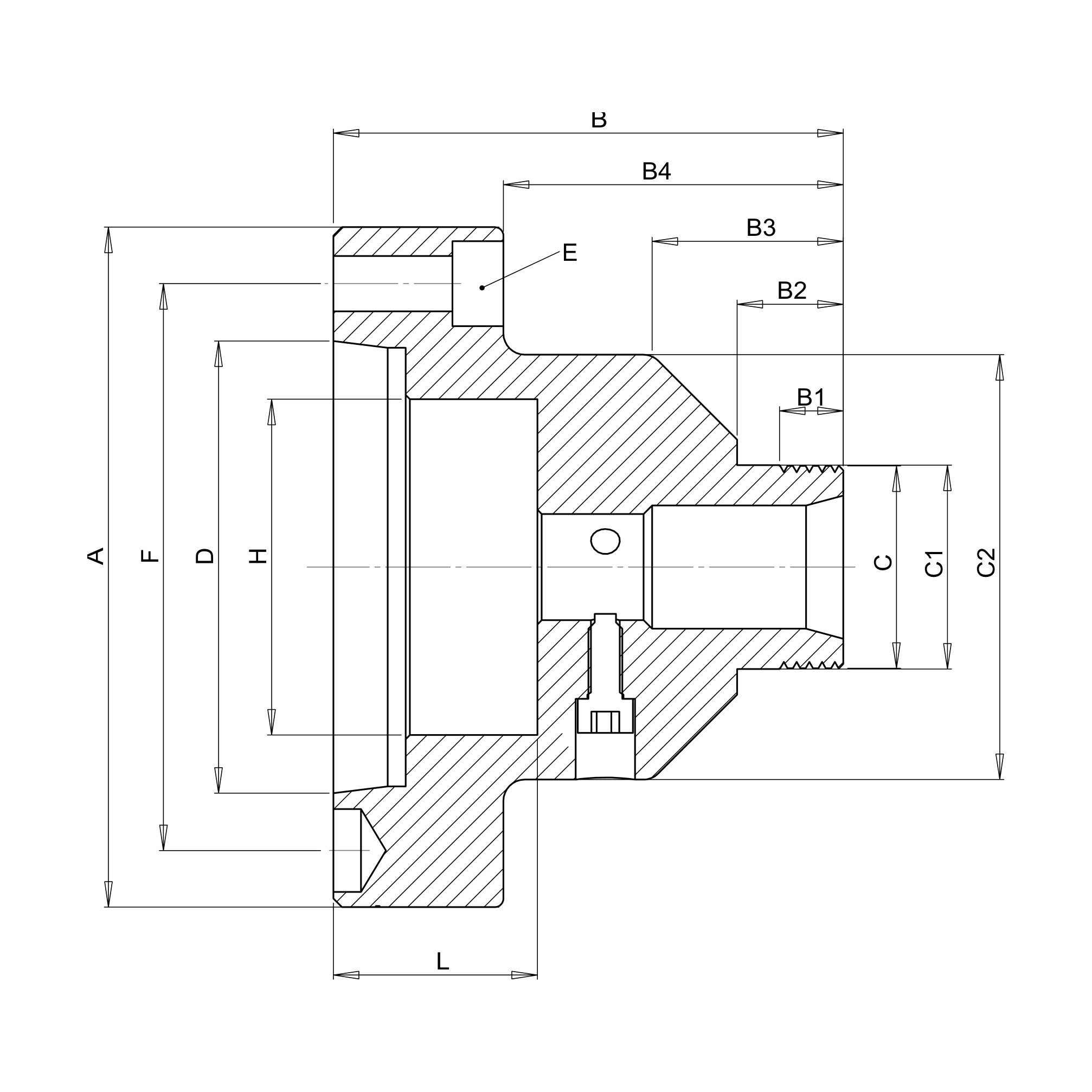 Mandrin porte-pinces FNP-K-N – ASA A2 – Niederhauser – schéma coté