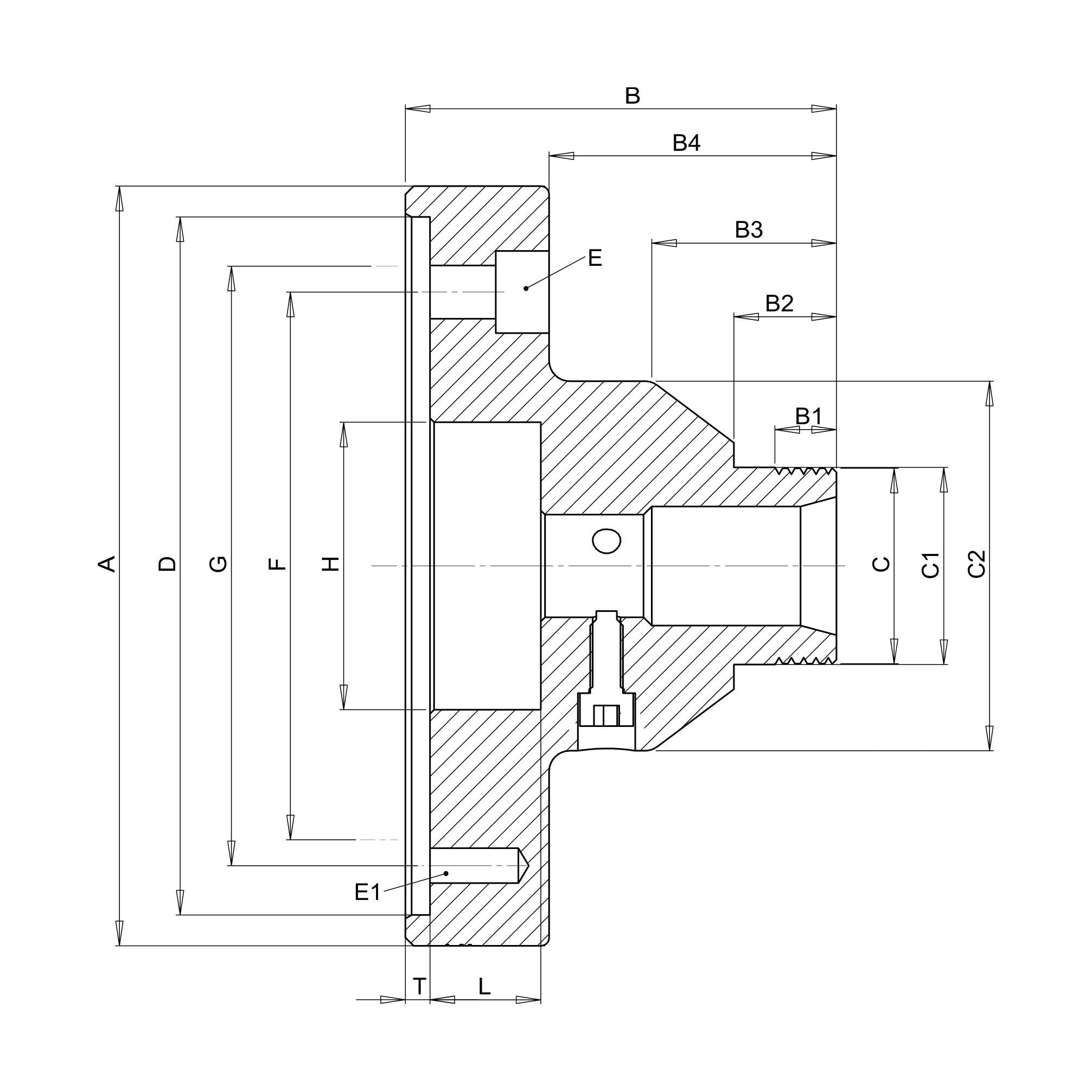 Mandrin porte-pinces FNP-K-N – fixation cylindrique – Niederhauser – schéma coté