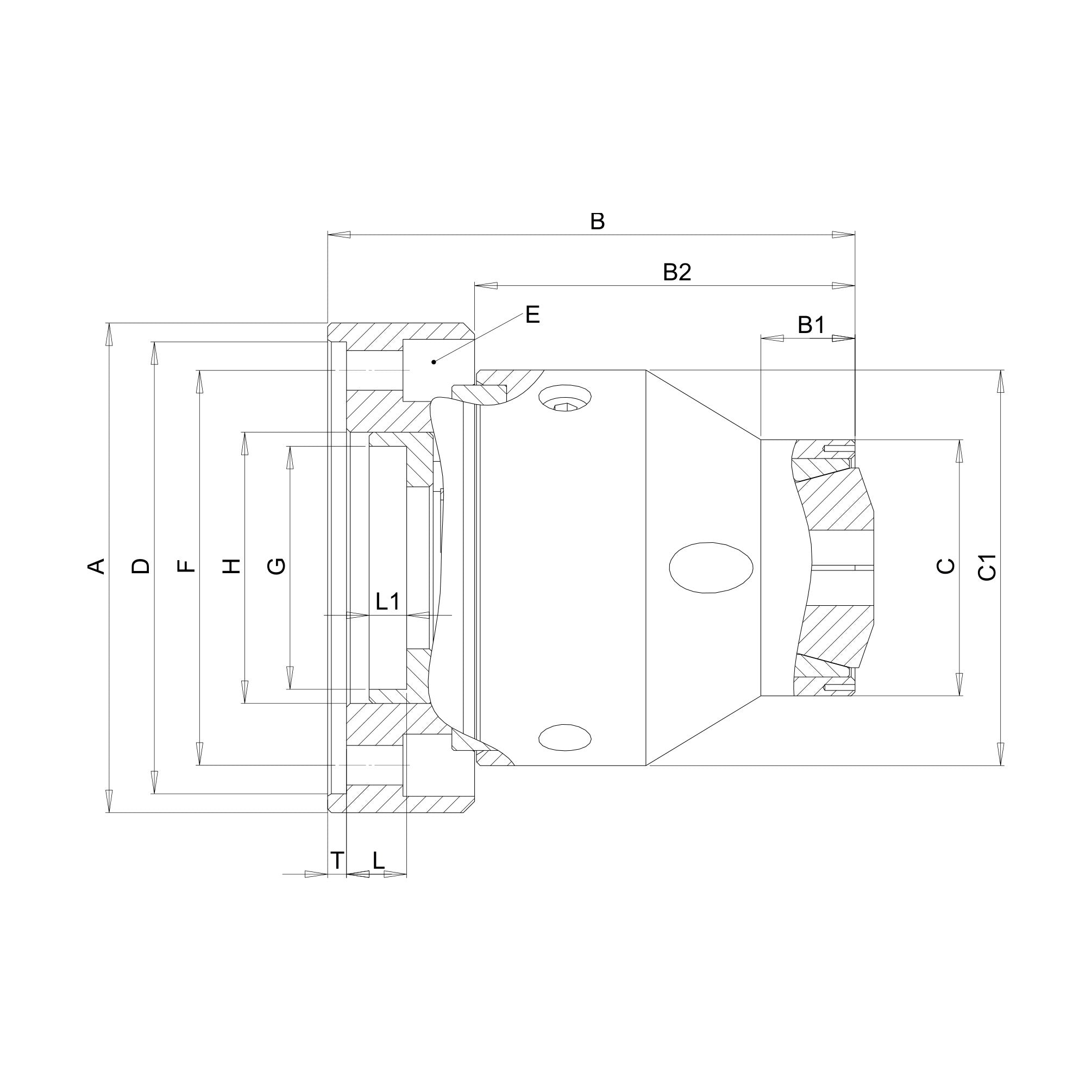Mandrin porte-pinces FNP-KA – fixation cylindrique – Niederhauser – schéma coté